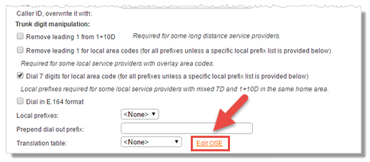 Location of Edit OSE link